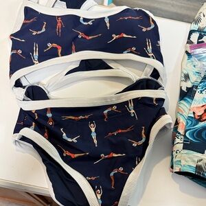 Aerie Navy and White One-Piece Swimsuit